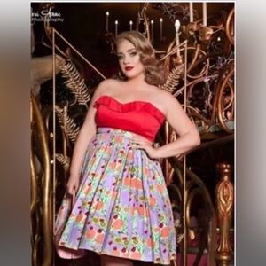 Pinup couture lavender lips and roses skirt